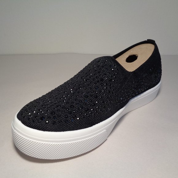 Skechers Size 7 M POPPY Black Woven New Sneakers - Picture 6 of 13